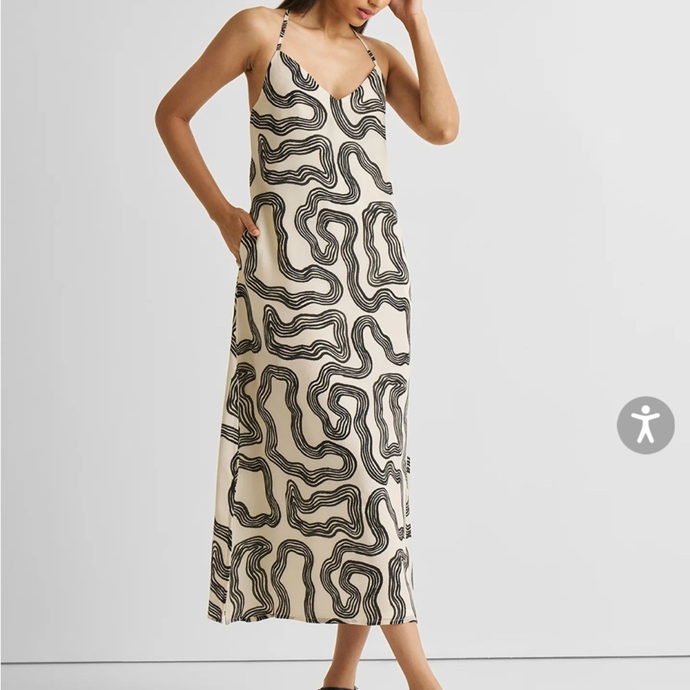 Black and Cream Patterned Maxi Dress